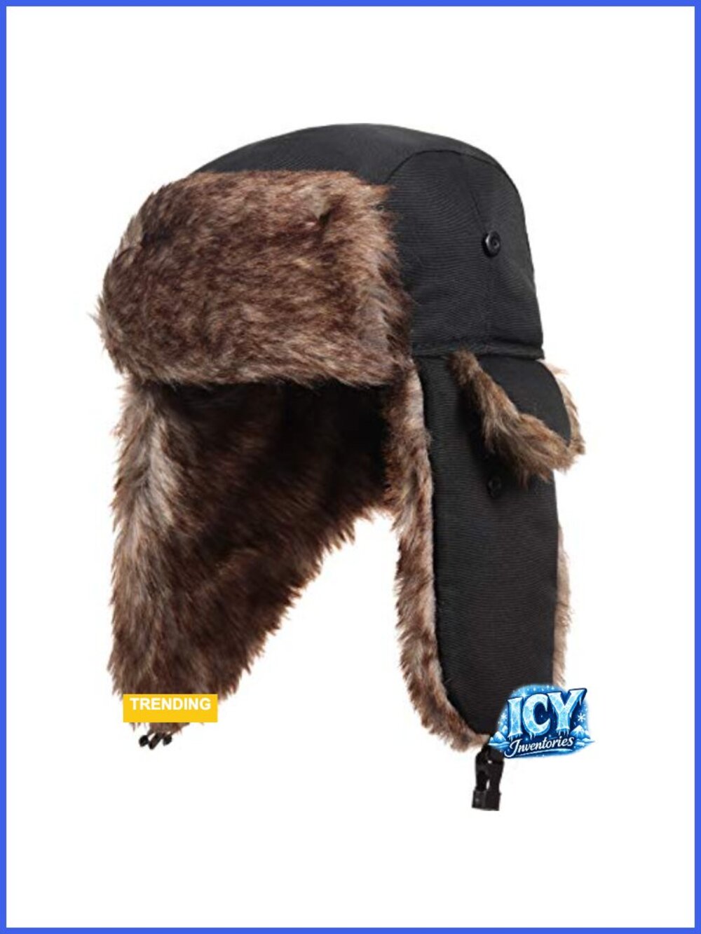 Unisex Trapper Hat with Chin Strap and Earflaps - Polyester Winter Hat